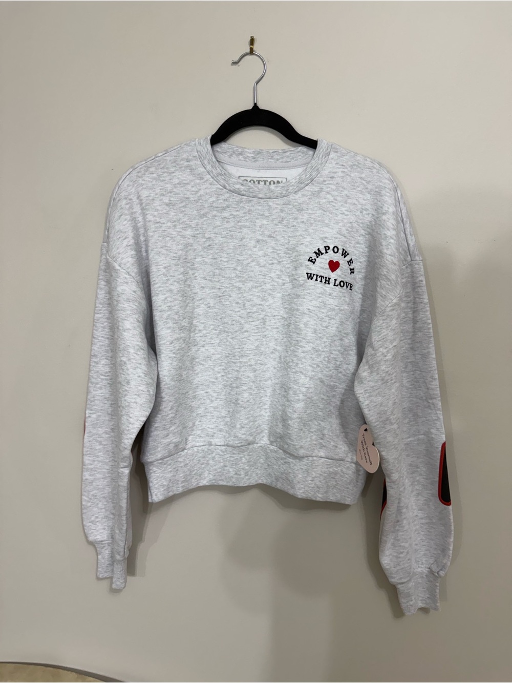 Cotton Classic Women’s Size M Light Gray Crewneck Sweatshirt -Empower With Love